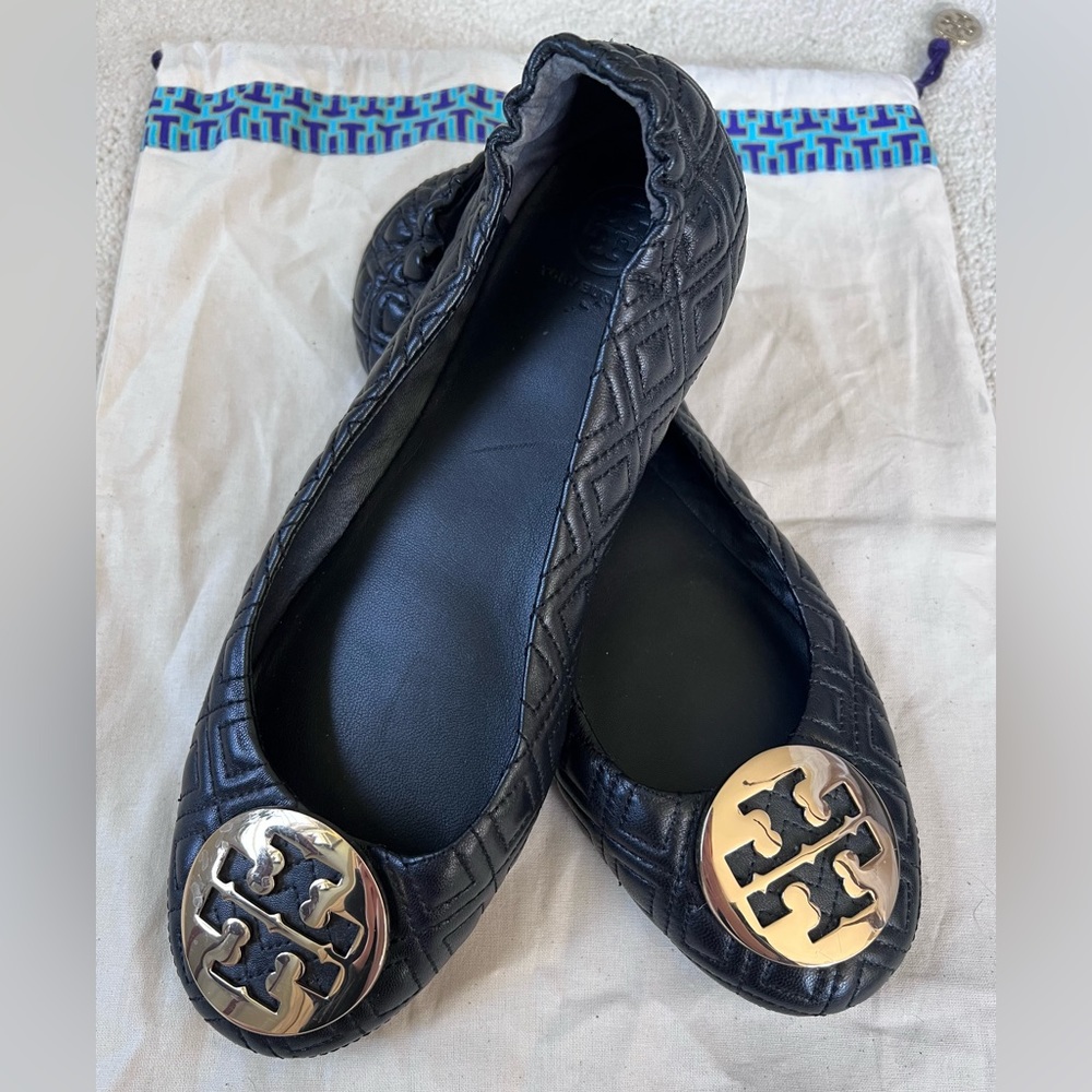 Tory Burch Black Quilted Flats - Size 9